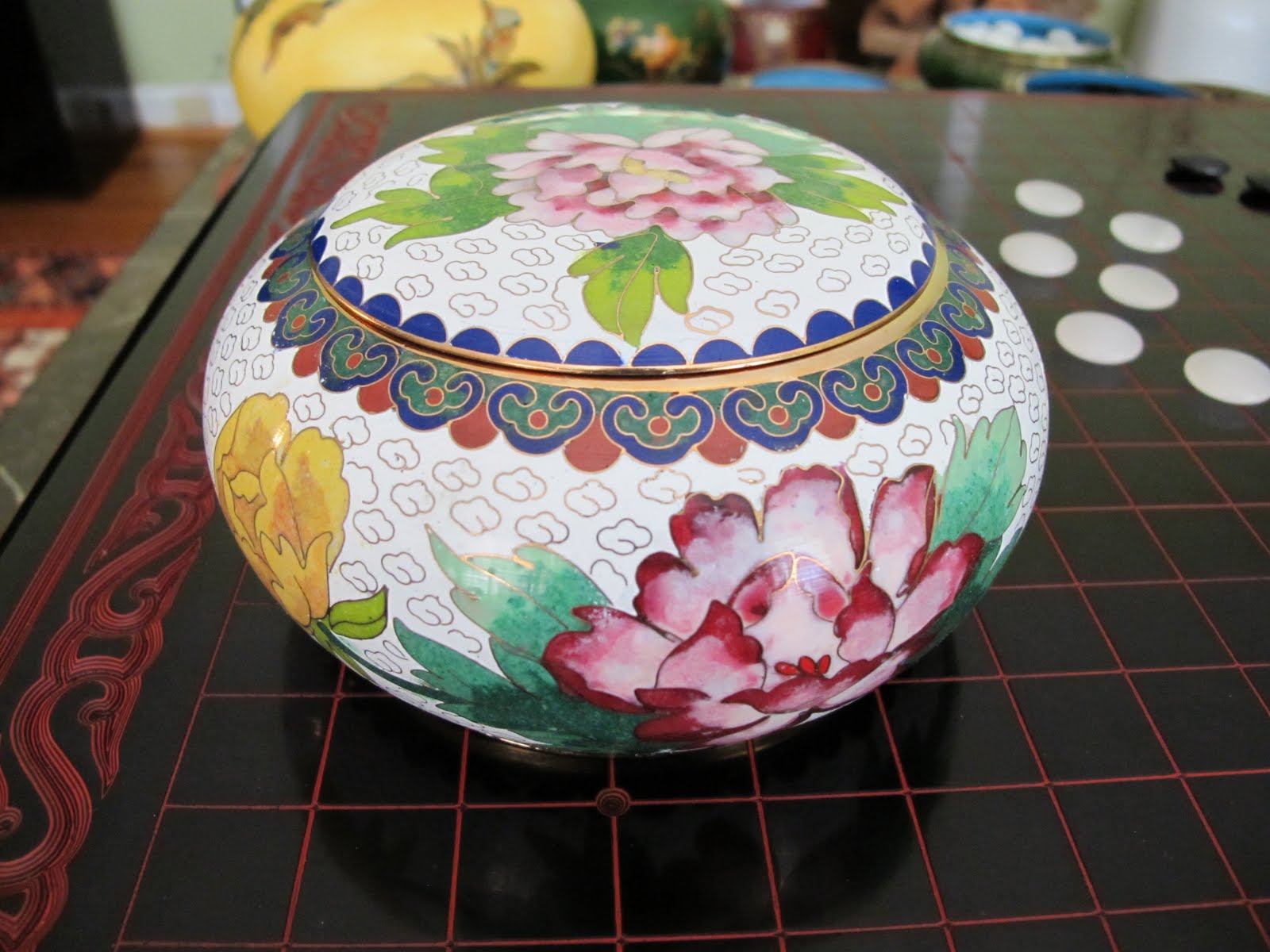 Pink Flower Design - Cloisonne Enamel Bowl (Side View)